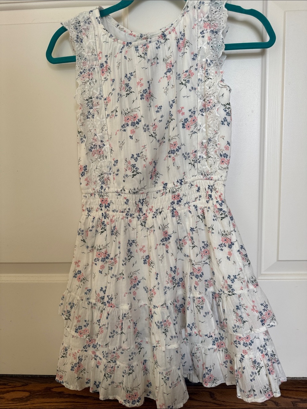 abercrombie kids White Dress with Pink & Blue Floral Print